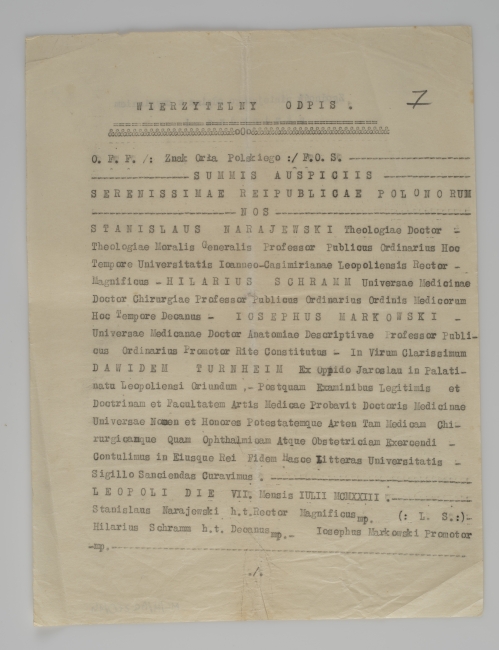 Odpis wierzytelny Dawida Turnheima