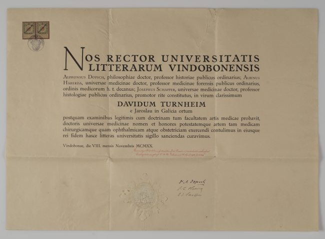 Dyplom doktora medycyny Dawida Turnheima