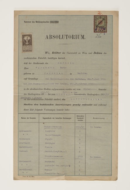 Absolutorium uniewersyteckie Dawida Turnheima