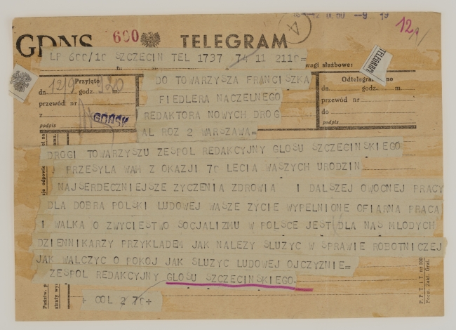 Telegram do Franciszka Fiedlera