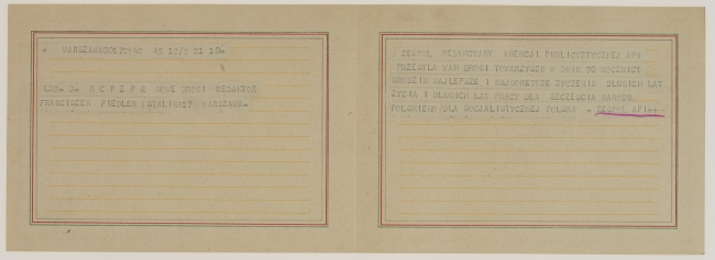 Telegram do Franciszka Fiedlera