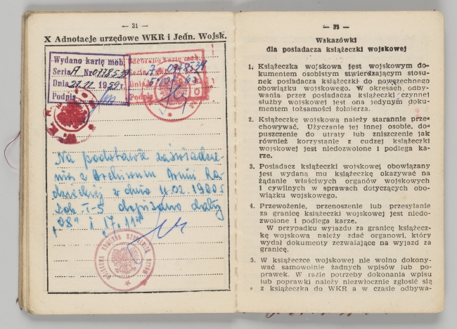 Książeczka wojskowa wystawiona na nazwisko Bumy Singera