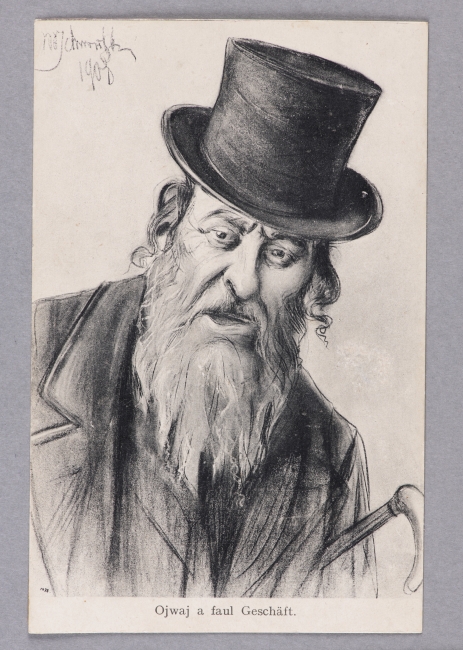 Pocztówka: portret Żyda z laską