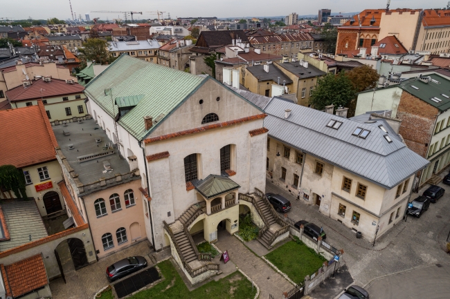 Synagoga Izaaka w Krakowie. Widok z lotu ptaka