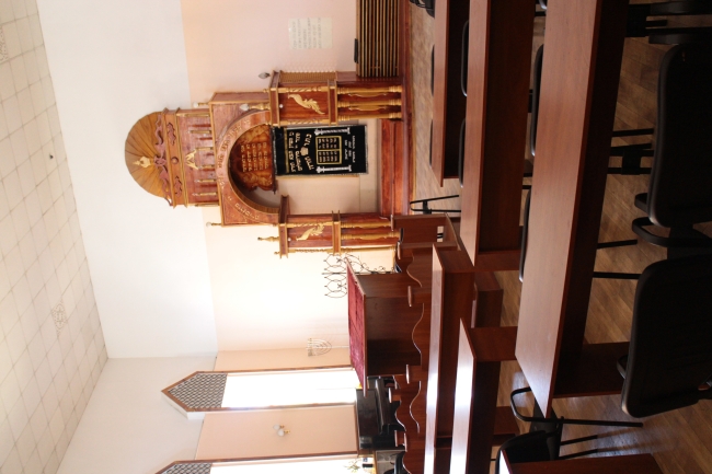 Wnętrze Synagogi Lifszyca w Winnicy na Ukrainie. Stan na lato 2017.