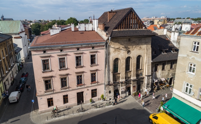Synagoga Wysoka w Krakowie. Widok z lotu ptaka