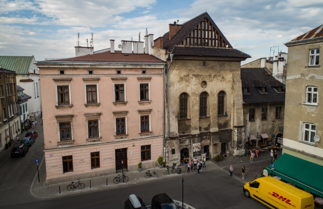 Synagoga Wysoka w Krakowie. Widok z lotu ptaka